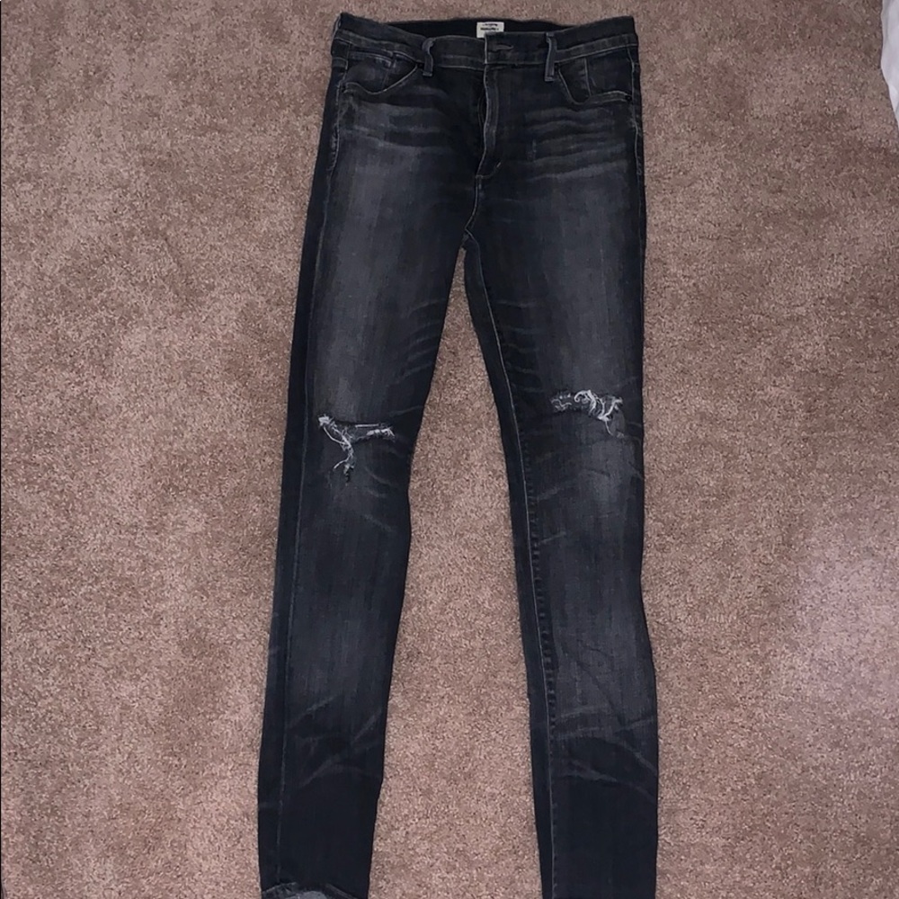 Grey distressed denim
